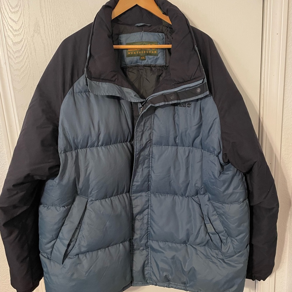 Timberland Men's Navy and Black Down Puffer Jacket XXL